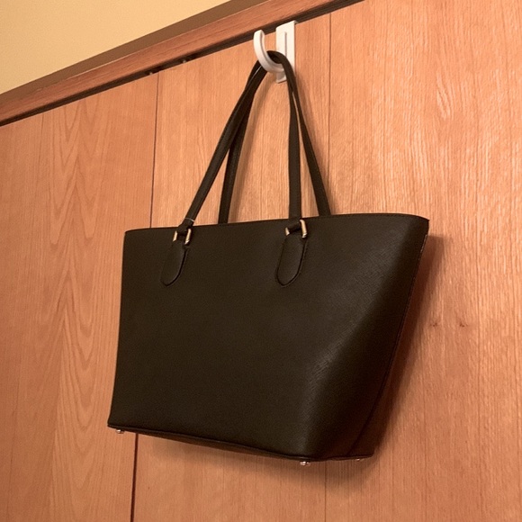 Kate Spade LAUREL WAY black crosshatch leather top zip daily tote purse bag EUC - Picture 5 of 16